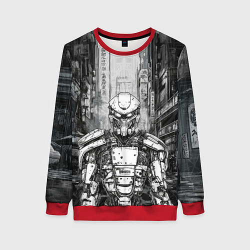 Женский свитшот Городской андроид / 3D-Красный – фото 1