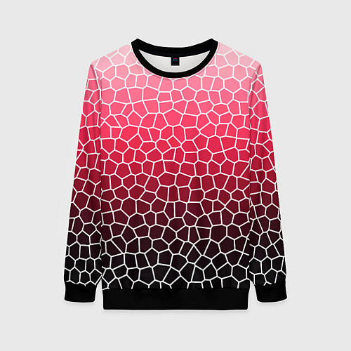 Женский свитшот Крупная мозаика розовый градиент / 3D-Черный – фото 1