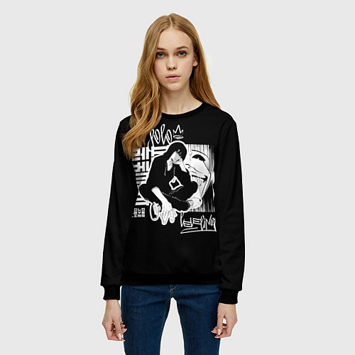 Женский свитшот Solo leveling Street style / 3D-Черный – фото 3