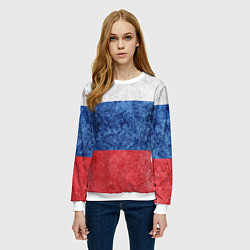 Свитшот женский Флаг России разноцветный, цвет: 3D-белый — фото 2