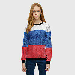 Свитшот женский Флаг России разноцветный, цвет: 3D-черный — фото 2