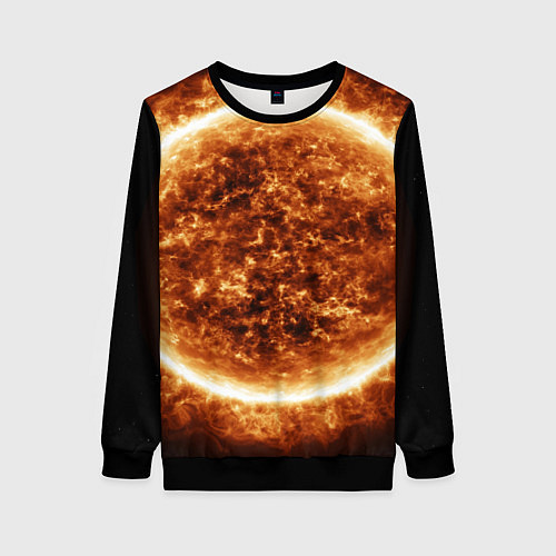 Женский свитшот Пылающее солнце крупным планом / 3D-Черный – фото 1
