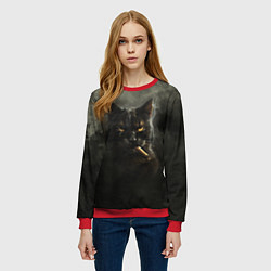 Свитшот женский Кот - Бегемот, цвет: 3D-красный — фото 2