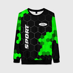 Свитшот женский Ford green sport hexagon, цвет: 3D-черный