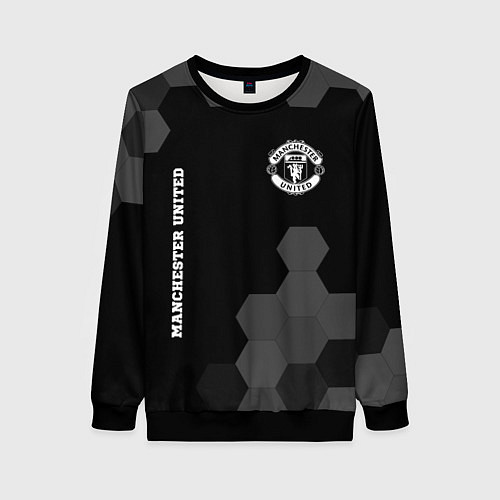 Женский свитшот Manchester United sport на темном фоне вертикально / 3D-Черный – фото 1