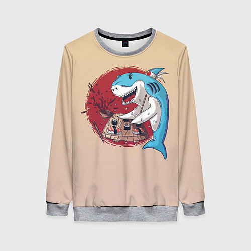 Женский свитшот Sushi shark / 3D-Меланж – фото 1