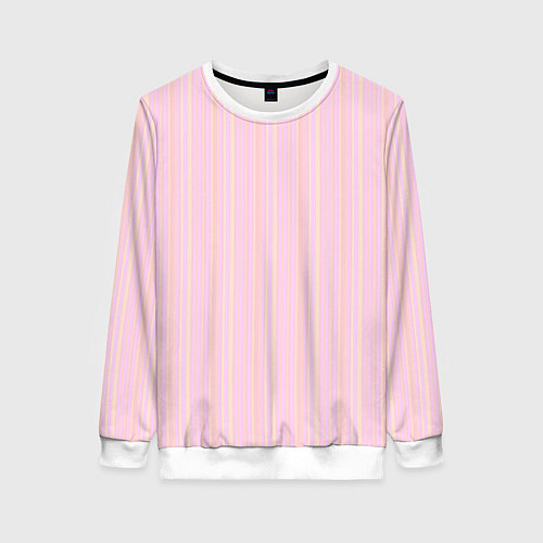 Женский свитшот Бледный розово-жёлтый полосатый / 3D-Белый – фото 1