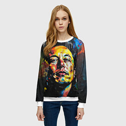 Свитшот женский Граффити портрет Илона Маска, цвет: 3D-белый — фото 2