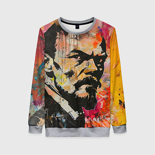 Женский свитшот Граффити портрет Владимира Ленина / 3D-Меланж – фото 1