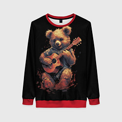 Свитшот женский Большой плюшевый медведь играет на гитаре, цвет: 3D-красный