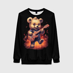 Свитшот женский Плюшевый медведь играет на гитаре, цвет: 3D-черный