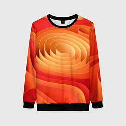 Свитшот женский Оранжевые объемные круги, цвет: 3D-черный