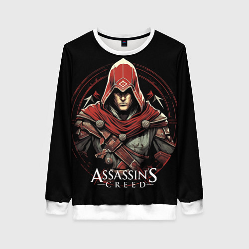 Женский свитшот Assassins creed в красном капюшоне / 3D-Белый – фото 1