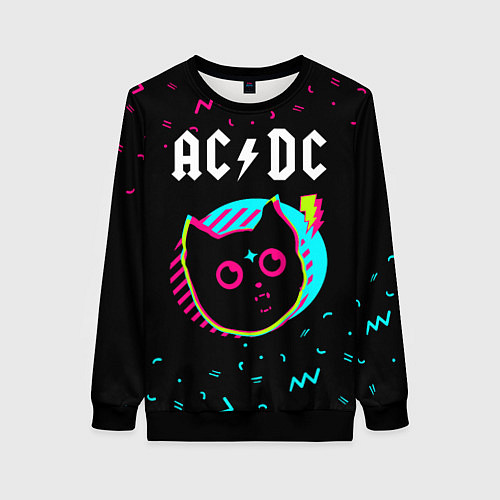 Женский свитшот AC DC - rock star cat / 3D-Черный – фото 1