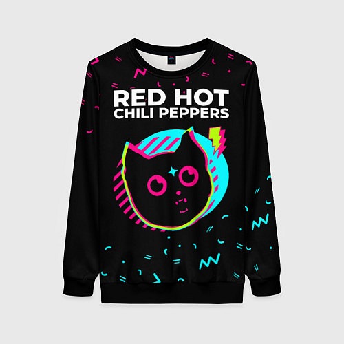 Женский свитшот Red Hot Chili Peppers - rock star cat / 3D-Черный – фото 1