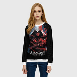 Свитшот женский Assassins creed красная краска, цвет: 3D-белый — фото 2