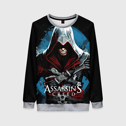 Женский свитшот Assassins creed темный синий фон / 3D-Меланж – фото 1