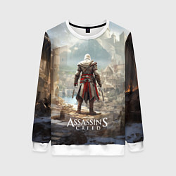 Свитшот женский Assassins creed старинный город, цвет: 3D-белый