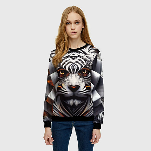 Женский свитшот Абстракция: тигр / 3D-Черный – фото 3
