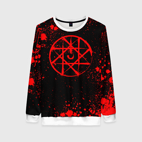 Женский свитшот Стальной алхимик - красные брызги / 3D-Белый – фото 1