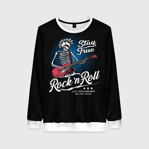 Женский свитшот Rock and roll - punk / 3D-Белый – фото 1