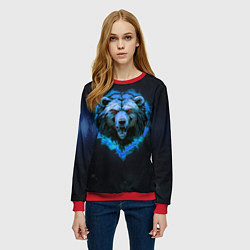Свитшот женский Пылающая эмблема медведя, цвет: 3D-красный — фото 2