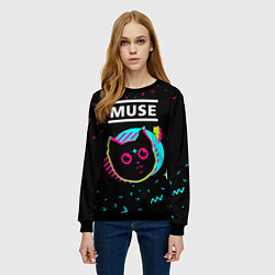 Свитшот женский Muse - rock star cat, цвет: 3D-черный — фото 2