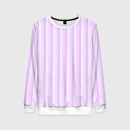 Женский свитшот Светло-сиреневый полосатый / 3D-Белый – фото 1