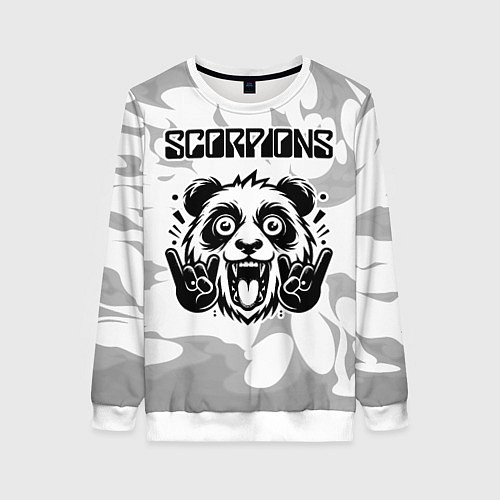 Женский свитшот Scorpions рок панда на светлом фоне / 3D-Белый – фото 1