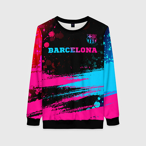 Женский свитшот Barcelona - neon gradient посередине / 3D-Черный – фото 1
