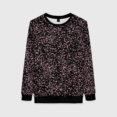 Женский свитшот Чёрный с мелкими розовыми брызгами / 3D-Черный – фото 1