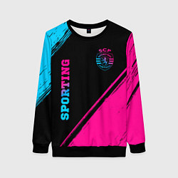 Свитшот женский Sporting - neon gradient вертикально, цвет: 3D-черный