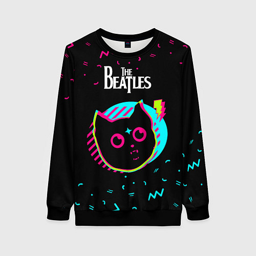 Женский свитшот The Beatles - rock star cat / 3D-Черный – фото 1