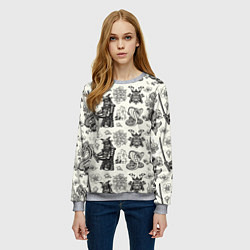 Свитшот женский Старинные японские элементы, цвет: 3D-меланж — фото 2