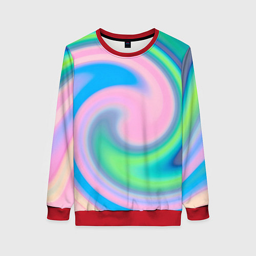 Женский свитшот Абстрактный разноцветный круговорот / 3D-Красный – фото 1