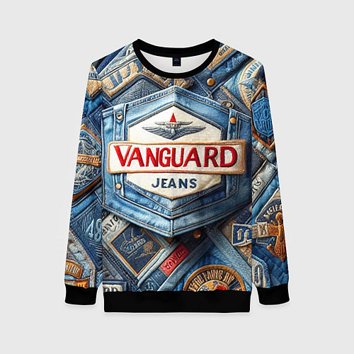 Женский свитшот Vanguard denim patchwork - ai art / 3D-Черный – фото 1