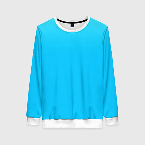 Женский свитшот Мягкий градиент ярко-голубой / 3D-Белый – фото 1