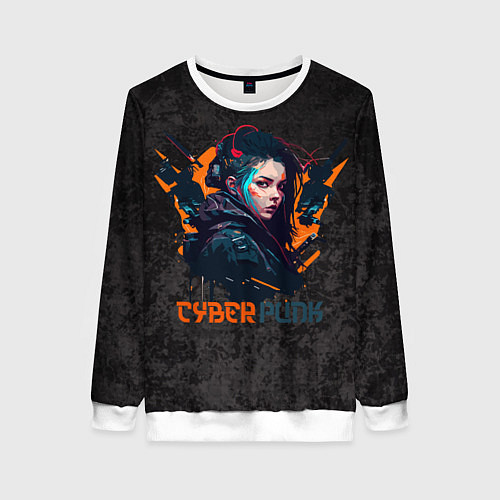 Женский свитшот Киберпанк девушка / 3D-Белый – фото 1