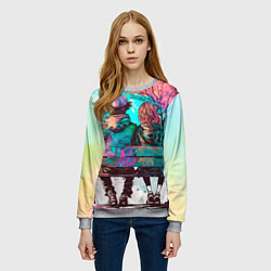 Свитшот женский Девушка с парнем на скамейке, цвет: 3D-меланж — фото 2