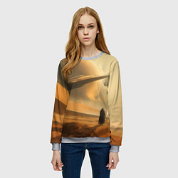 Свитшот женский Пустыня и космический корабль - Дюна, цвет: 3D-меланж — фото 2