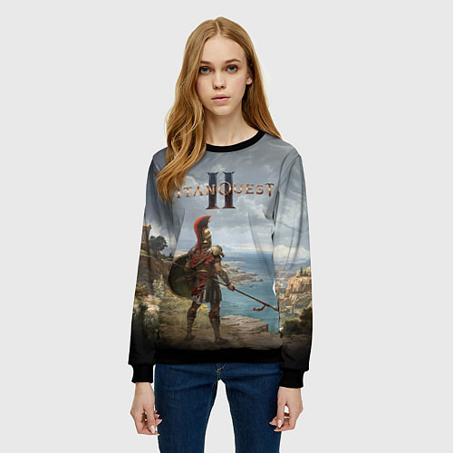 Женский свитшот Герой titan quest 2 / 3D-Черный – фото 3