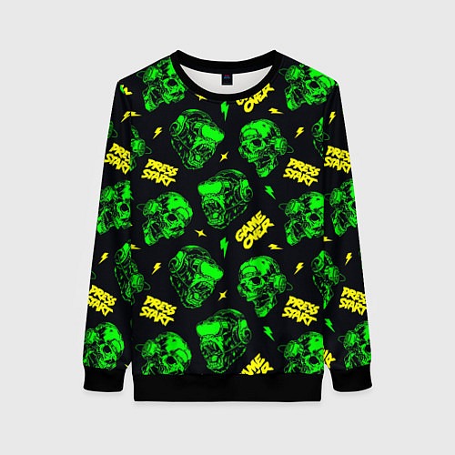 Женский свитшот Game over press start / 3D-Черный – фото 1