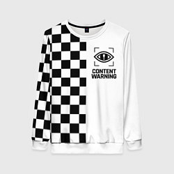Свитшот женский Content Warning шашечки, цвет: 3D-белый