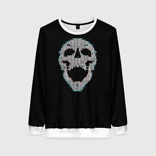 Женский свитшот Череп глитч / 3D-Белый – фото 1