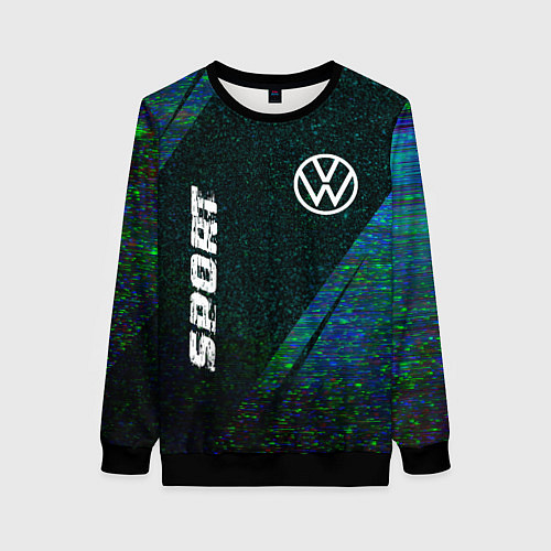 Женский свитшот Volkswagen sport glitch blue / 3D-Черный – фото 1