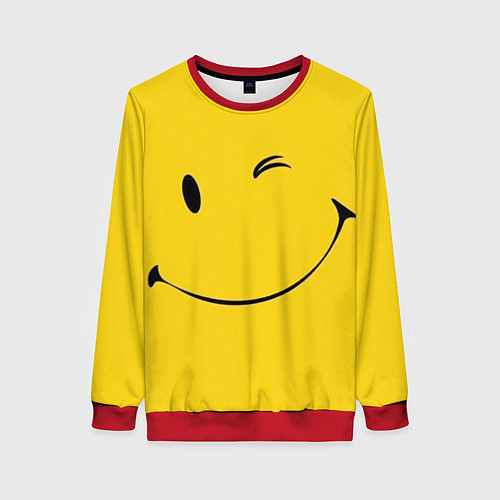Женский свитшот Смайл желтый / 3D-Красный – фото 1