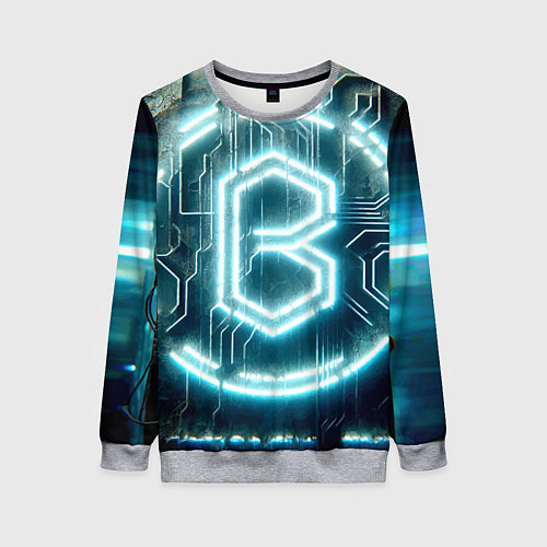 Женский свитшот Неоновая вывеска - свечение / 3D-Меланж – фото 1