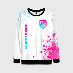 Свитшот женский Atletico Madrid neon gradient style вертикально, цвет: 3D-черный