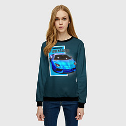 Свитшот женский Спортивная итальянская машина Lamborghini Aventado, цвет: 3D-черный — фото 2