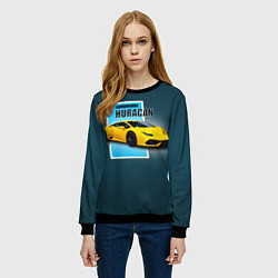 Свитшот женский Спортивная итальянская машина Lamborghini Huracan, цвет: 3D-черный — фото 2